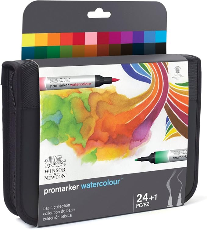 Winsor & Newton Promarker Watercolor, 24 count (Pack of 1), Basic Tones