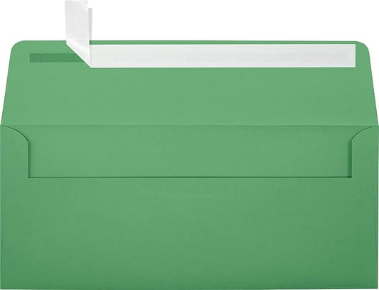 LUXPaper #10 Business Envelopes | Peel & Press | 4 1/8" x 9 1/2" | Holiday Green | 80lb. Text | 500 Qty