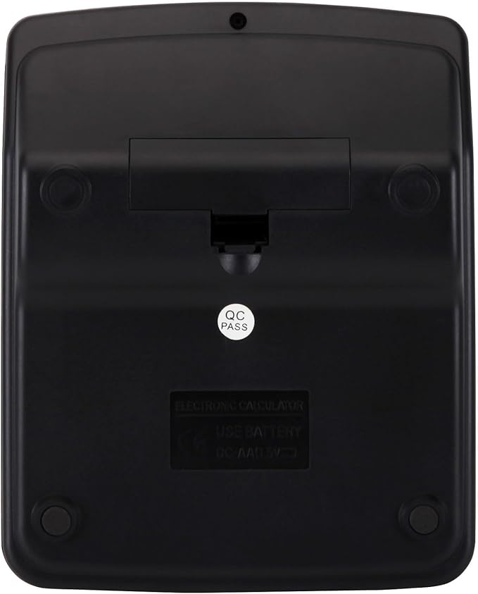 Desk Calculator 12 Digit Office Calculators with Large Screen Display, Dual Solar Power and Battery, Recessed Big Button Calculator for Office Home School (Black)