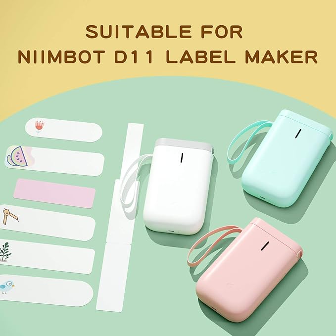 NIIMBOT D11 Label Maker Tape 3 Rolls Adhesive Cute Cat Label Paper 0.47" X 1.57" (12 X 40mm) 160 Labels/Roll, Compatible for NIIMBOT D11 D110 Label Printer, 3-Roll