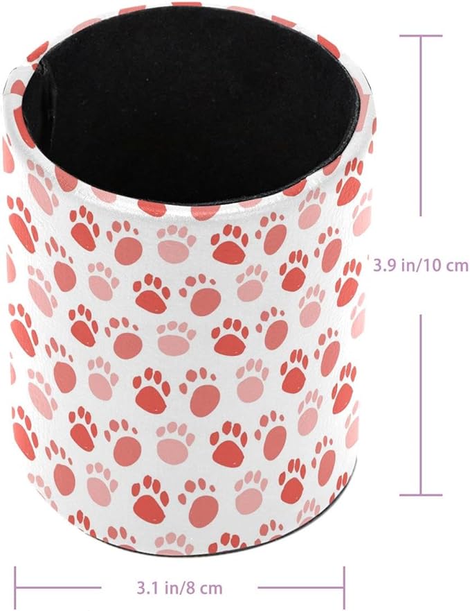 Pen Holder Cup for Desk, Cute Red Dog Paws Pattern Pencil Cup Holder for Desk Office Pen Organizer