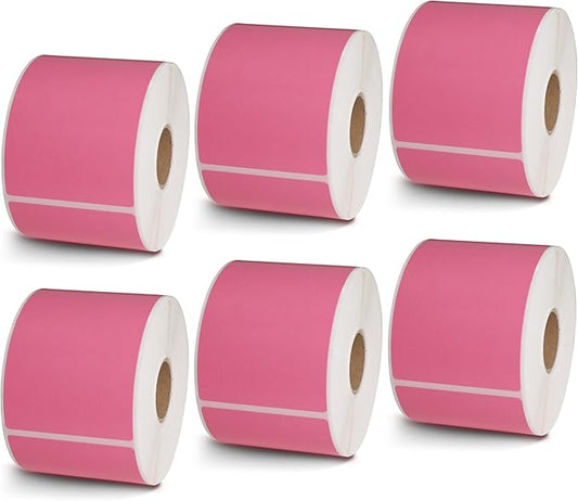 BETCKEY - 2.25" x 4" Multipurpose & Shipping Labels Compatible with Zebra & Rollo Label Printer,Premium Adhesive & Perforated[Pink, 6 Rolls, 2100 Labels]