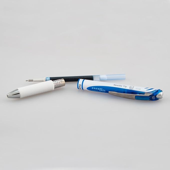 Pentel EnerGel PEARL Retractable Liquid Gel Pen, 0.7mm Medium Line, Needle Tip, Blue Ink, 12 Pack Window Box