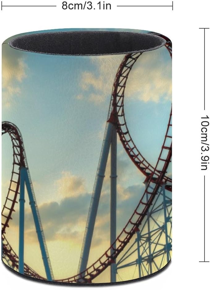 Roller Coaster Pen Holder Pencil Organizer Cute Pencil Cup Desk Decor Makeup Brush Holder PU Multifunctional Office Suppliesfor Home Classroom School