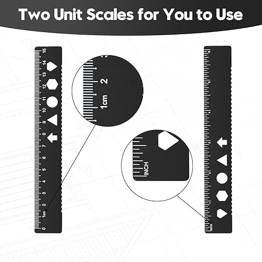 MSDADA Triangle Ruler, Protractor, Square and Ruler Set, 4 Pieces Aluminum Alloy Ruler, Metal Drafting Ruler Kit, Geometric Protractor for Student, School, Home, Office (Black, 15cm/5.9inch)