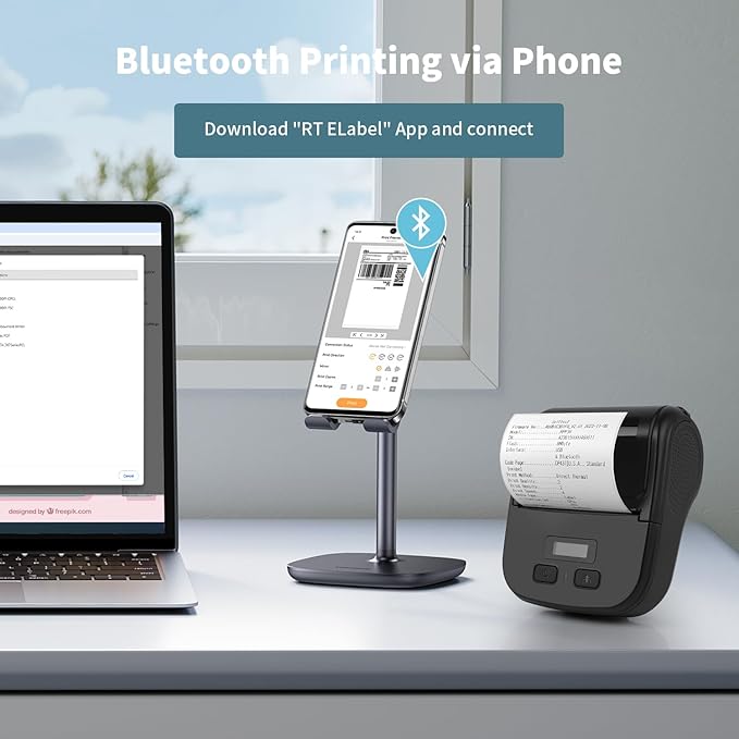 Bluetooth Label Maker Machine with Tape, Portable Thermal Printer for Small Business,Waterproof Label, Inkless Labeler for Home, Kitchen, School, Office Organization, Black