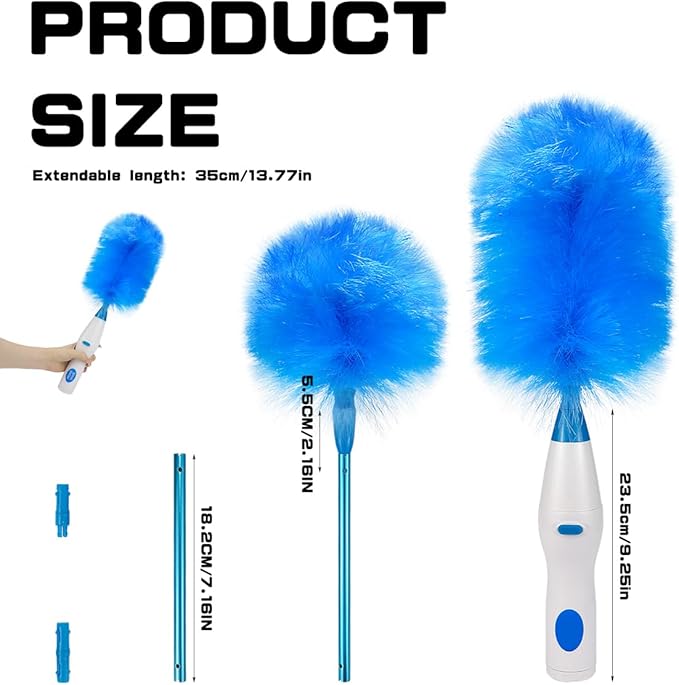 Electric Duster Brush-180°Electric Duster Multi-Function Automatic Electrostatic Adsorption Brush Cleaning Tool for Furniture, Window and Bookshelf