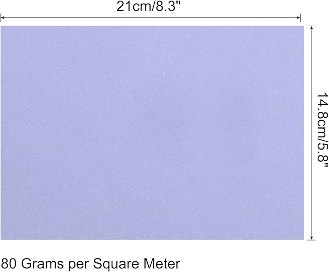 MECCANIXITY 25 Sheets Colored Copy Paper 8.3 x 5.8 Inch Printer Paper 80gsm Light Purple for Office Printing, Document Copying, Invitations, Forms, Art Projects