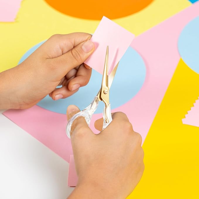 Honagu Acrylic Scissors 2-Pack 6.5", Multipurpose Stainless Steel, Sharp, Safe,Paper and Fabric Scissors for School, Office, Home, Sewing and Crafting (Rose Gold+Gold)