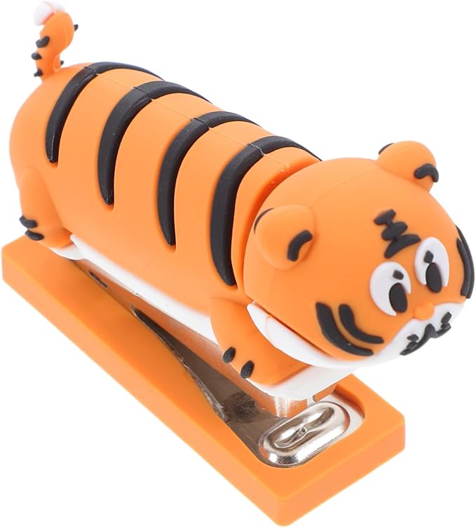 DOITOOL Small Stapler ： Portable Cute Cartoon Mini Tiger Stapler Adorable Handheld Book Stapling Tool for Students and Office Use Lightweight Creative Design for and Fun Desk Accessory