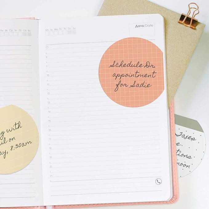 Gotcha Covered Notebooks Earth Tone Sticky Note Pad Assortment/Set Of 3 Round Flat Top Geometric Note Pads / 3.5" Modern Boho Sticky Notes / 50 Sheets Per Pad/Made In USA