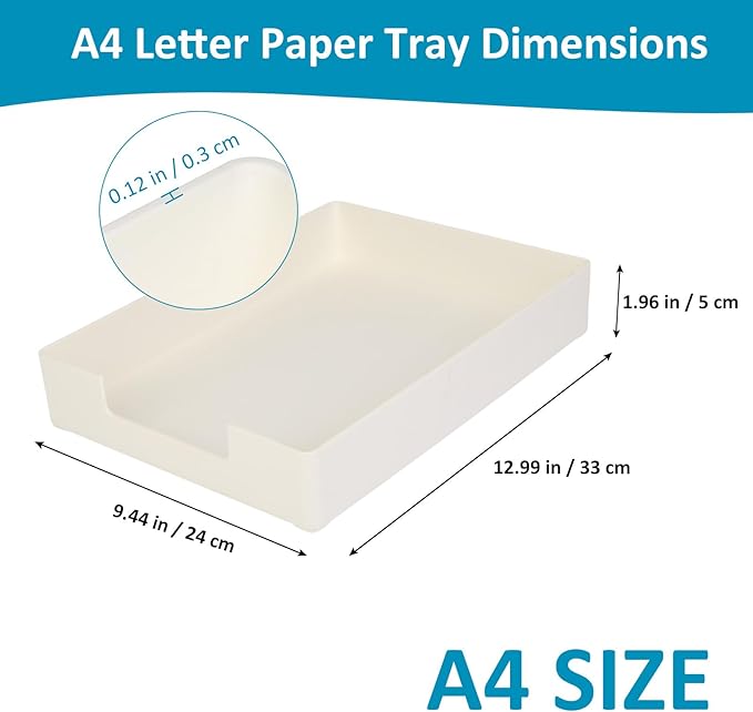 Desk Letter-Size Tray, White Paper Letter Tray, Desk Organizer Holder, A4 Size Plastic Stackable File Document Holder, Paper Holder File Organizer for Office Supplies School Home (White)