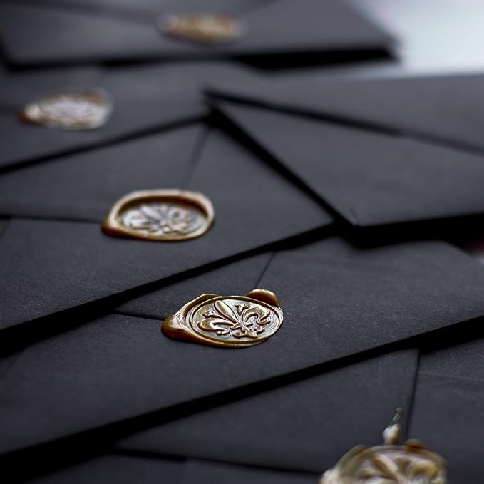 A7 Black Envelopes 100 Pack, Goefun V Flap Invitation Envelopes for 5x7 Greeting Cards, Graduation, Birthday, 5.25 x 7.25 in, 120GSM