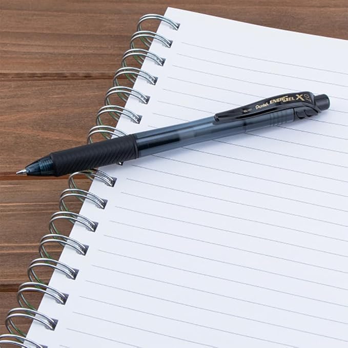 Pentel EnerGel X Retractable Liquid Gel Pen, 0.7mm, Ultra Performance, 12 Pack - 6 Black Ink and 6 Blue Ink Pens