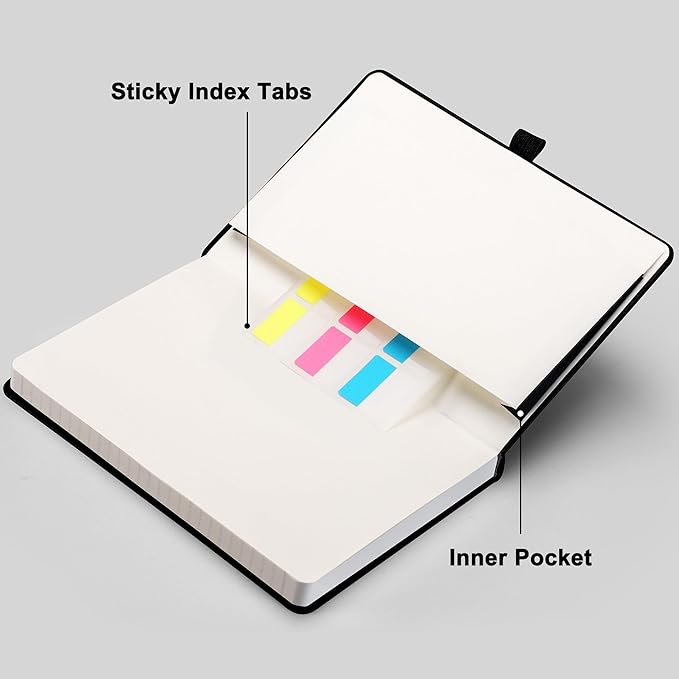RETTACY Graph Grid Paper Notebook, 192 Pages, A5 Medium Size (5.7'' x 8.3''), 5 Squares per Inch, Leather Hardcover, 100 GSM Thick Paper, for School, Students, Math, Engineering (Black)