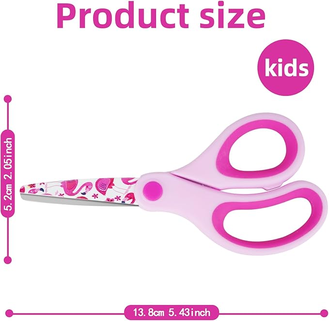 5" Kids Scissors,3 Pack Safety Children Scissors,Blunt-Tip Stainless Steel Blades Comfort-Grip Handles Small Craft Scissor for Kids,for DIY,Arts,Home,School Classroom Student Use Assorted Colors
