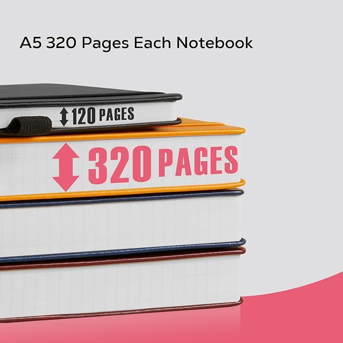 Lined Journal Notebook for Women/Men Writing Work, 320 Pages Hardcover Pink Leather Daily Diary Journals Note book College Ruled for Note Taking, A5 (5.7'' X 8.4'')