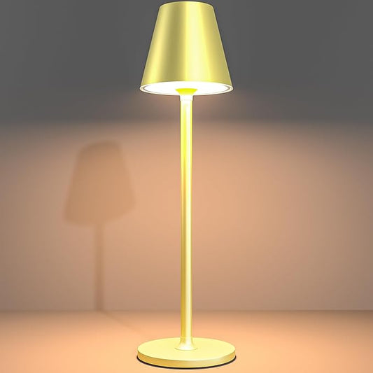 Modern LED CordlessTable Lamp,4000mAh Rechargeable Battery Desk lamp,3 Level Brightness Night Light, Minimalist Design, for Couple Dinner/Coffee Table/Restaurant/Bedroom(Champagne Gold)