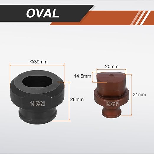 HARFINGTON Hydraulic Hole Punch Die 14.5x20mm Oval Hole 40Cr Steel Electric Punching Kit for MHP-20 JP-20 Electric Punching Machine, Burgundy & Black