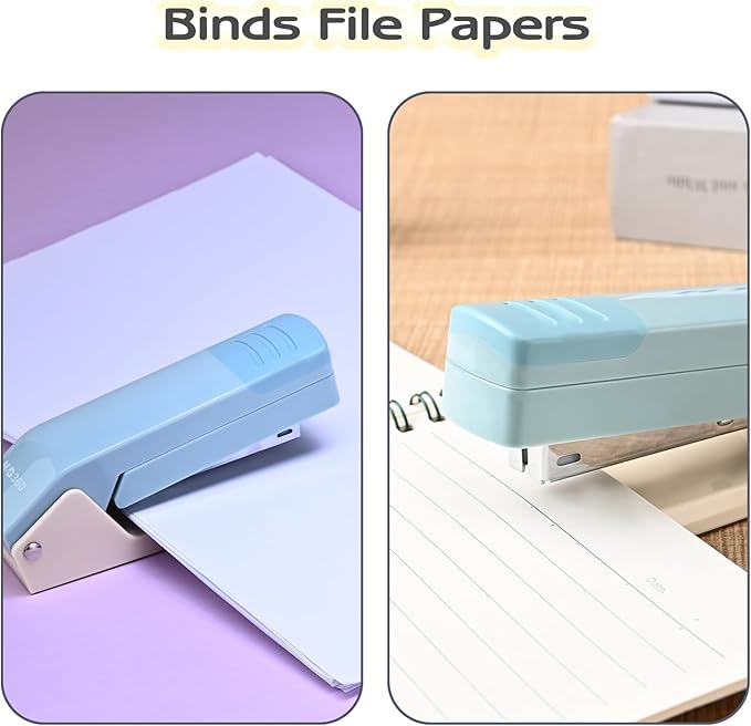 M&G Cute Swing-Arm Swivel Stapler with 1000 Staples, 360 Degree Rotate Desk Stapler, 25 Sheets Capacity, Jam Free, Desktop Stapler for Book and Booklet Binding (Blue)