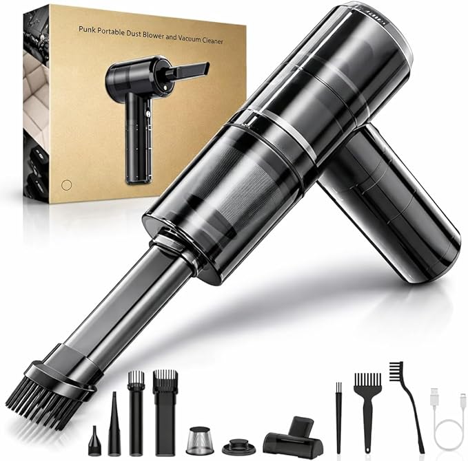 Mottinhill Handheld Vacuum Cordless with High Power Suction, Car Vacuum Portable Cordless, 3-Speed Control Mini Car Vacuum Cleaner for Car, Home & Office, USB-C Rechargeable, Transparent Black – D120