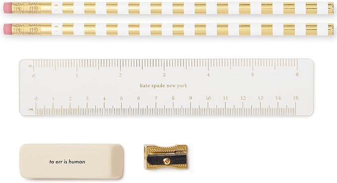 kate spade new york Pen and Pencil Case with Office Supplies, Zip Pouch Includes 2 Pencils, Sharpener, Eraser, and Ruler, Paint by Numbers