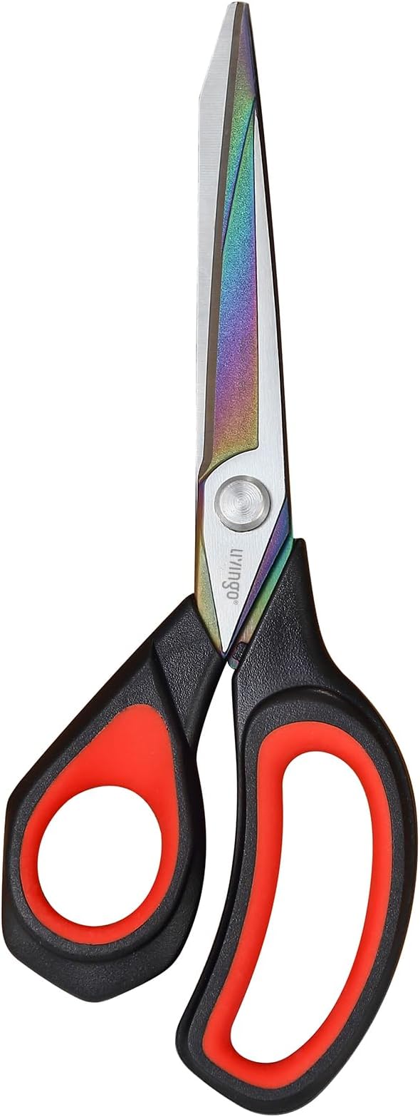 LIVINGO Left Handed Fabric Scissors - 9.5 inch Sharp Titanium Coated Stainless Steel Sewing Shears for Crafting Office Dressmaking Cutting Clothes, Leather, Paper