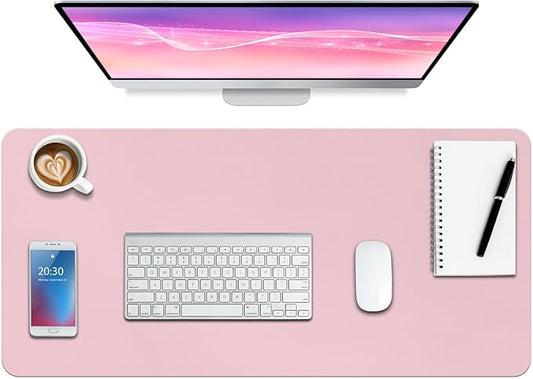 Boutilon Leather Desk Pad Protector,Non-Slip Mouse Pad,Laptop Desk Pad,Office Mouse Mat,Waterproof Leather Desk Blotter,Desk Writing Pad for Office and Home (XL-Light Pink,35.4"x 15.7")