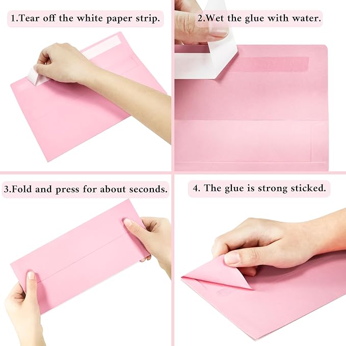 50 Pack #10 Business Envelopes, Pink Standard Envelopes Self Seal, Letter Size Business Mailing Envelopes for Checks Letters Invoices Statements Birthday Graduation Wedding, 4 1/8 x 9 1/2 Inch