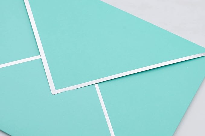 A7 Envelopes - V Flap Foil Border Luxury Mailing Envelopes for 5" x 7" Cards - for Wedding, Invitations, Baby Shower, Photos, Graduation, Birthday, Bridal Shower - 5.25" x 7.25" (Teal, 50 Pack)