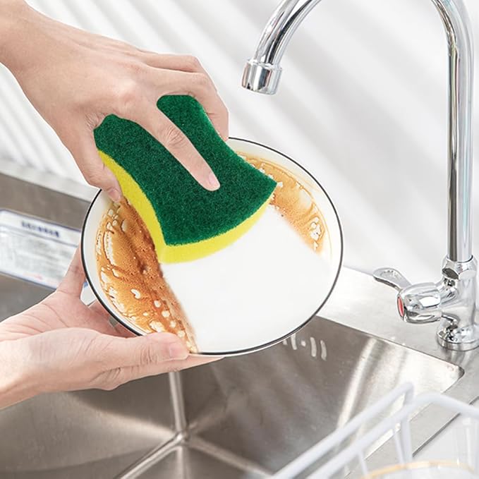 Codian 24 Pack Kitchen Cleaning Sponges Heavy Duty Scrub Sponges for Grease & Stains, High-Density Durable Dishwashing Scrubber Pads, Non-Scratch Sponge for Dishes/Countertops/Utensils