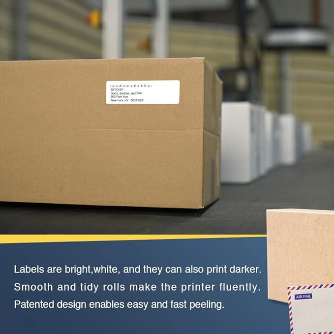 BETCKEY - Compatible Address Labels Replacement for Brother DK-1201 (1.1 in x 3.5 in), Use with Brother QL Label Printers [6 Rolls/2400 Labels]