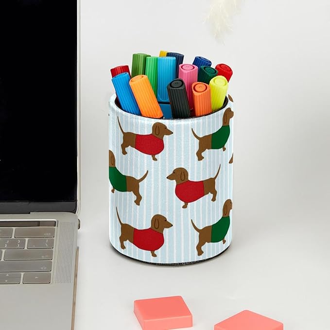 Pen Holder for Desk, Dachshund Dog Pencil Holder Pen Cup Marker Holder Makeup Brush Holders, Desk Accessories & Workspace Organizers for Home, School & Office