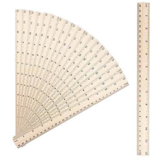 20Pcs 12 Inches Wooden Ruler - 2 Scale Measuring Rulers with Centimeters & Inches for Adults Students Supplies - 30 cm Drafting Tools for Home Office School