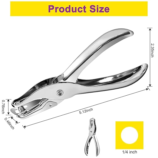 2 Pieces Small Single Hole Punch, 1/4 Inch One Hole Paper Punch with 8 Sheet Capacity, Punch Accuracy, Hole Puncher Single for Crafts, Tags, and Tickets