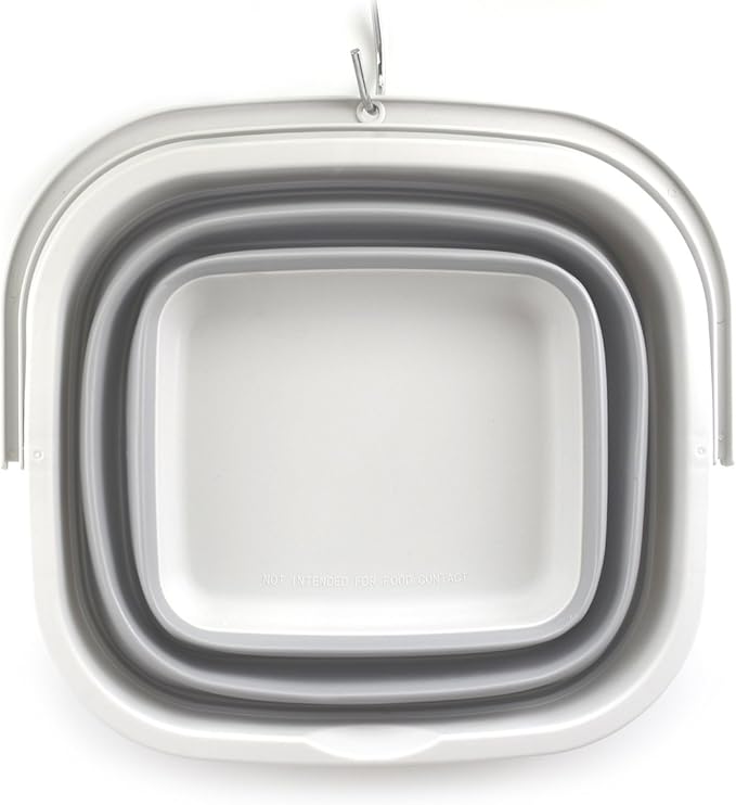 SAMMART 11L (2.9 Gallon) Collapsible Rectangular Handy Bucket/Tub(1, Grey)