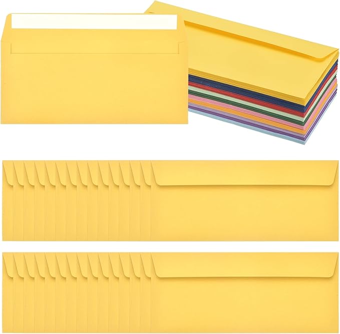 PATIKIL 100 Pack Mixed Color #10 Business Envelopes, Colored Self Seal Letter Size Envelopes for Business Mailing Office Checks Invitation, 4-1/8 x 9-1/2 Inches