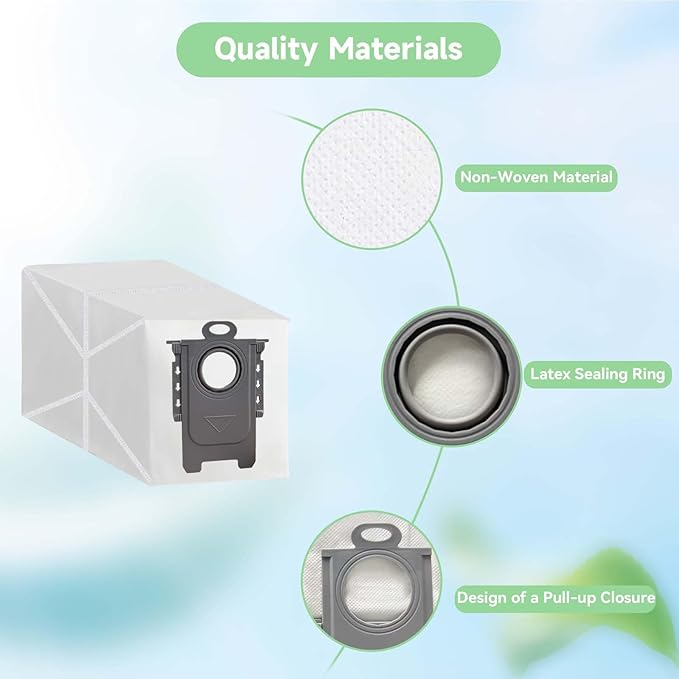 6 Pack Qrevo Dust Bag for Roborock QV 35A/35S, Qrevo S5V, Saros 10/10R/Z270, Qrevo Edge S5A, Qrevo S, Qrevo 2R3W, Qrevo Curv S5X, S8 Max Ultra, S8 MaxV Ultra, Qrevo Pro/Master/Slim Robot Vacuum
