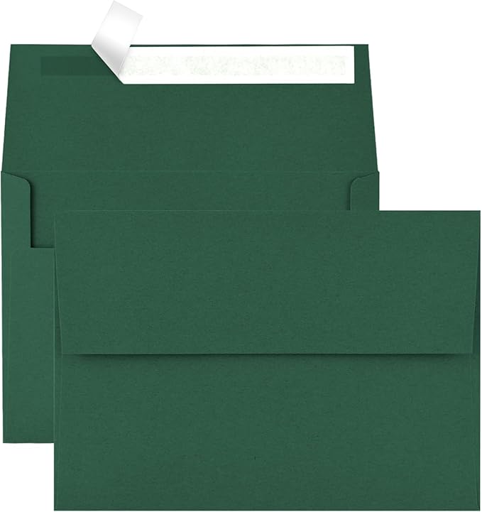 50 Pack 5x7 Envelopes for Invitations,5.25x7.25 inches,A7 Envelope Green Self Seal,Printable Envelopes for Wedding,Invitation,Baby Shower,5x7 Cards