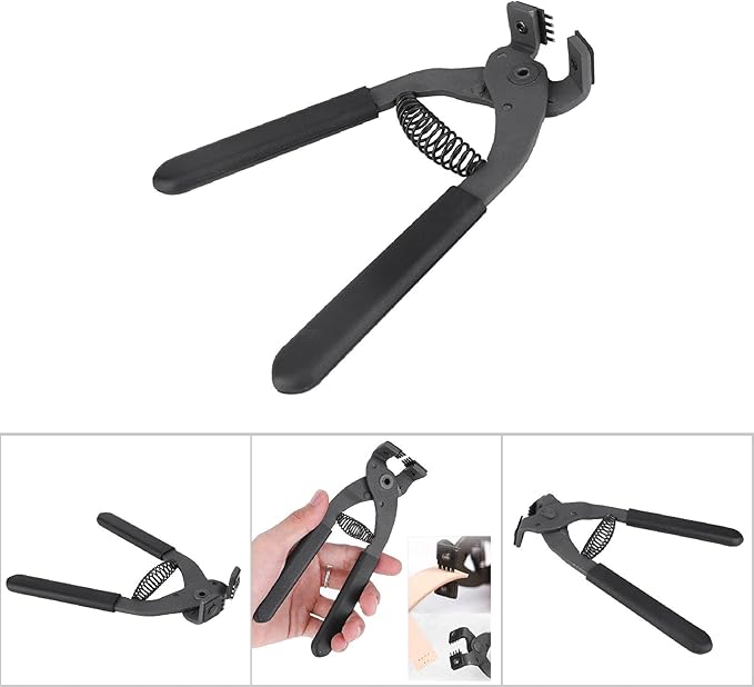 Leather Punch Tool Silent Pliers, 6.7in Handheld Leather Hole Punch Tool with 0.15in Head, DIY Leather Art Craft Hole Punch Stitching Hand Pliers for Belts Straps Saddles Shoes (4mm-4 Teeth)