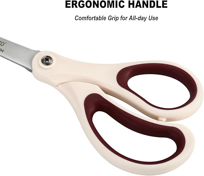 LIVINGO Scissors All Purpose - Titanium Coated Heavy Duty Sharp Stainless Steel Comfortable Shears for Office Home School Cutting Paper Fabric, Sky Blue & Pink & White, 3 Pieces