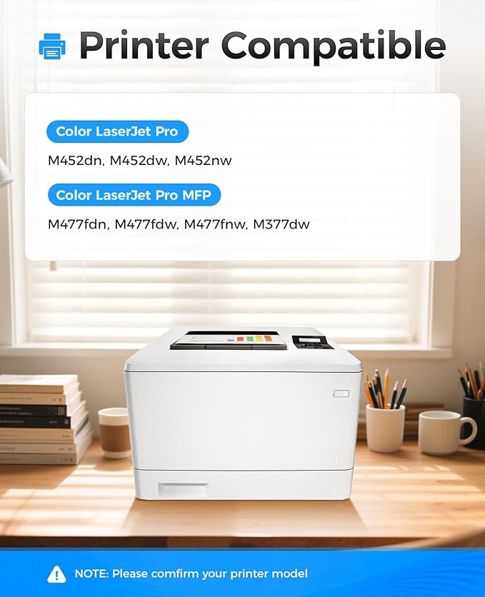 410A Toner Cartridge 4-Pack High Yield Replacement for HP 410A CF410A CF411A CF412A CF413A Compatible for HP Color LaserJet Pro MFP M477fdn M477fdw M477fnw M452dn M452dw M452nw M377dw Printer Ink Copy