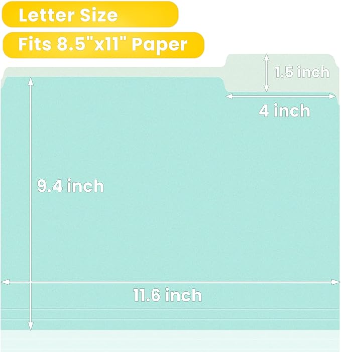 SUNEE File Folders, 120 Pack Manilla Folders 8.5 x 11, 12 Colors Folder Office Organization Home School Folders for Documents Files Paper