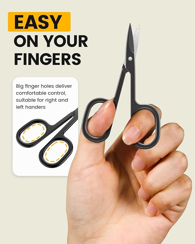 BEZOX Curved Nail Scissors – Fingernail Scissor for Women, Toenail Scissors for Thick Nails – Ergonomic Small Manicure Tool, Ultra-Sharp Nail Grooming Tool for Men - Black