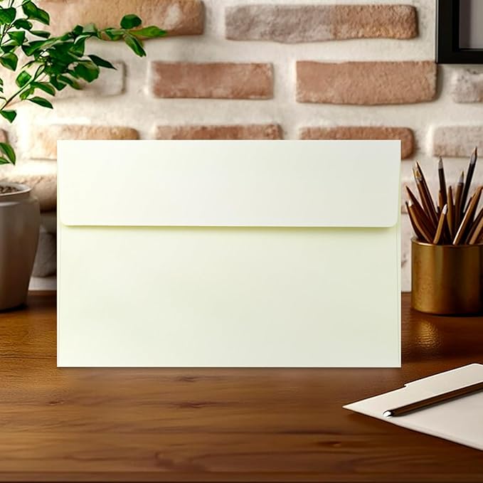 A9 Envelopes Ivory 5.75x8.75 Invitation Envelopes Self Seal Pack of 50 Blank Envelopes for Cards Ivory
