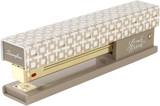 Swingline Stapler by Leah Bisch, 20 Sheet Capacity, Full Strip, Tan Tiles, Colorful Fashion Design (S700035)