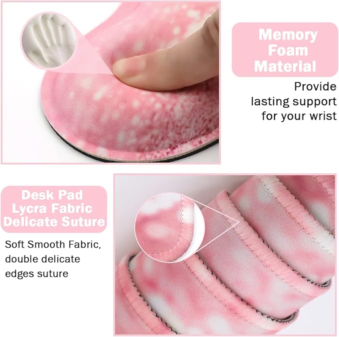 Large Mouse Pad and Keyboard Wrist Rest, Desk Pad for Keyboard and Mouse, 4-in-1 Large Gaming Mouse Pad with Wrist Support, Desk Mat for Home Office Study Game-Pink Stay Positive