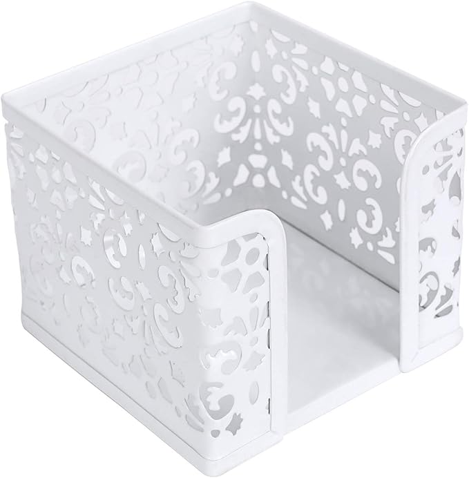 EasyPAG 5-Piece Desk Organizer Set with Carved Floral Design - No Assembly Stackable 2-Tier File Tray, Letter Sorter, Pen & Card Holders for Office/Home/Dorm, White