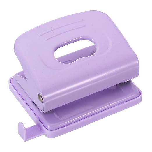 PATIKIL 1/4" 2 Hole Paper Punch, Metal Hole Puncher 8 Sheet Punch Capacity Adjustable Hole Punch for Office and Home Supplies, Purple