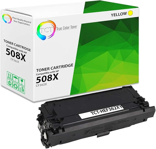TCT 508X Yellow Toner Cartridge - Compatible Replacement for HP 508X CF362X High Yield Works with HP Color Laserjet Enterprise M552 M553 MFP M577 Printers (9,500 Pages)